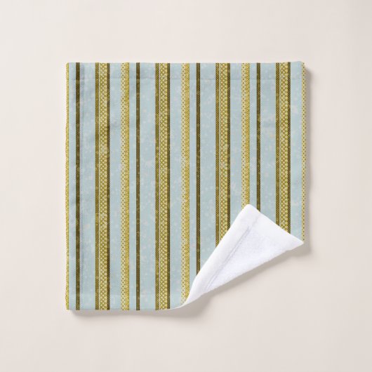 Gold-, bruin- en zacht blauw Stripe doekset Bad Handdoek (Wasdoekje)