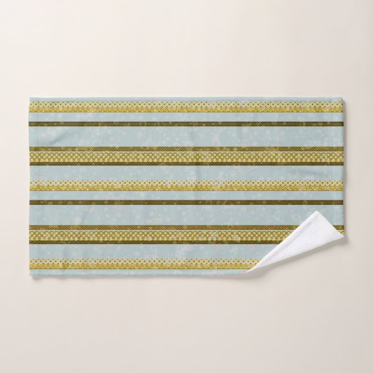 Gold-, bruin- en zacht blauw Stripe doekset Bad Handdoek (Handdoek)
