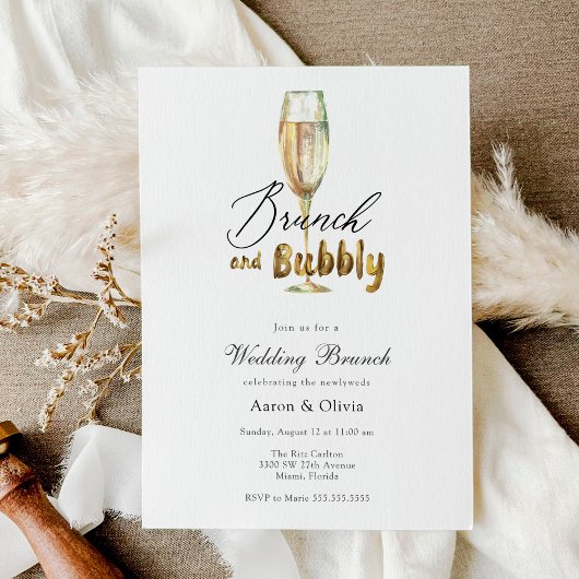 Gold Brunch en Bubble Champagne Wedding Brunch Kaart