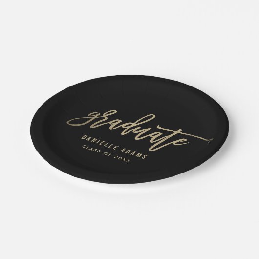 Gold Brush BEWERKBARE KLEUR Afstuderen Borden Papieren Bordje (Gekanteld)