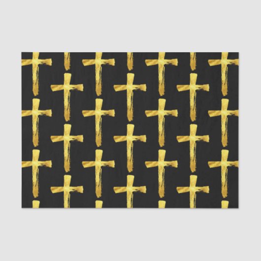 Gold Brush Cross - Christelijk Religieuze Crucifix Tissuepapier (Voorkant)