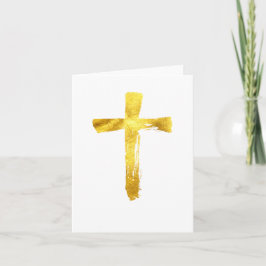Gold Brush Cross - Moderne Christelijke crucifix Feestdagen Kaart