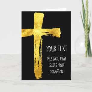 Gold Brush Cross - Moderne Christelijke crucifix Feestdagen Kaart