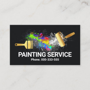 Gold Brush Paint Splatter Wall Visitekaartje