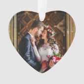 Gold Brush Script First Kerstmis | Foto terug Ornament (achterkant)