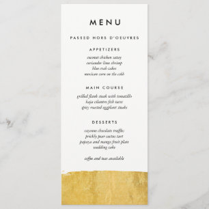 Gold Brush Stroke Custom Wedding Menu