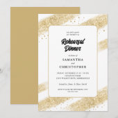 Gold Brush Strokes Wedding Rehearsal Dinner Kaart (Voorkant / Achterkant)