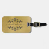 Gold Brushed Metal Monogram Name Script Bagagelabel (Voorkant horizontaal)