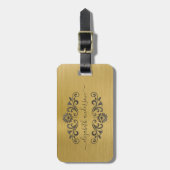 Gold Brushed Metal Monogram Name Script Bagagelabel (Voorkant verticaal)