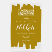 Gold Brushed Paint Nikkah Acrylic Sign Acryl Bord (Voorkant)