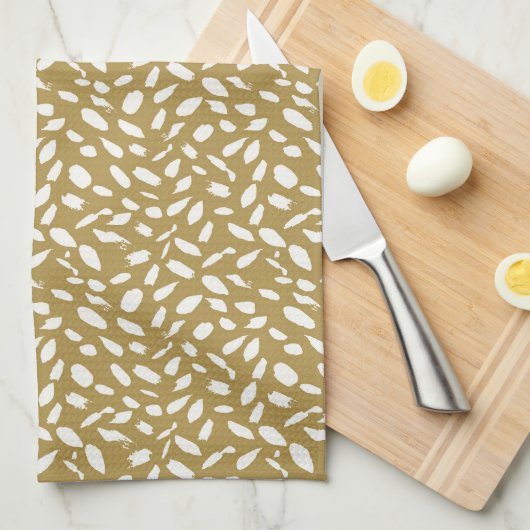 Gold Brushstroke Pattern Theedoek (Quarter Fold)
