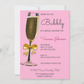 Gold Bubbly Invitation de douche nuptiale (Devant)