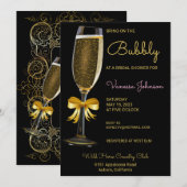 Gold Bubbly Invitation de douche nuptiale (Devant / Derrière)