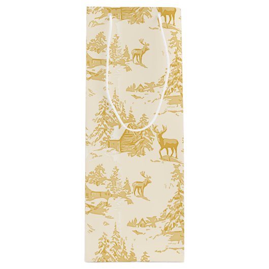 gold buck toile wijn cadeautas (Voorkant)
