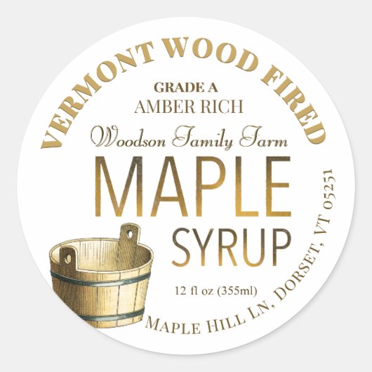 Gold Bucket Organic Local Maple Syrup Label (Voorkant)