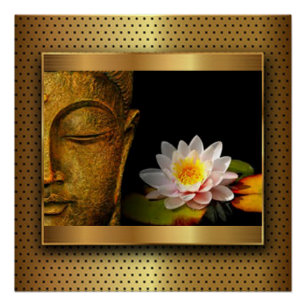 Gold Buddha met Lotus Flower Perfect Poster