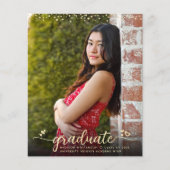 Gold Budget Foto Afstuderen Script Harten uitnodig (Voorkant)