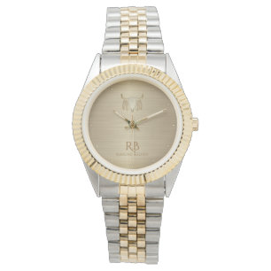 Gold Buffalo Skull Luxury Metallic Watch Horloge