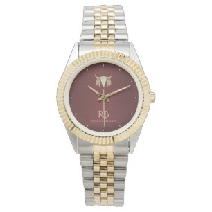 Gold Buffalo Skull Red Metallic Watch Horloge
