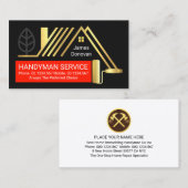 Gold Building Frame Roller Handyman Brush Visitekaartje (Voorkant / Achterkant)