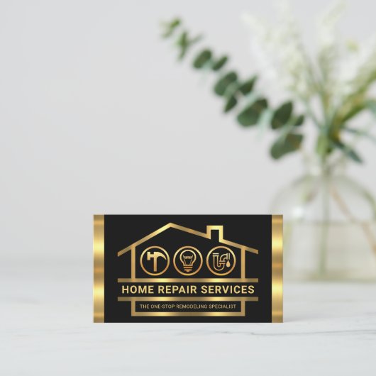 Gold Building Structure Handyman Tools Visitekaartje (Staand voorkant)