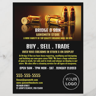 Gold Bullets, Gunsmith, Gunstore Adverteren Flyer