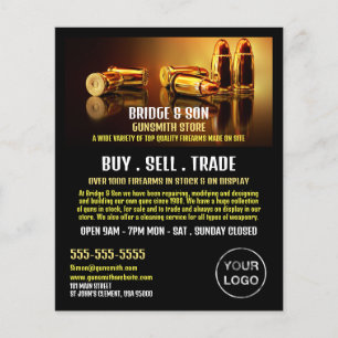 Gold Bullets, Gunsmith, Gunstore Adverteren Flyer