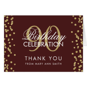 Gold Burgundy 90th Birthday Hartelijk dank Glitter