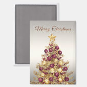 Gold Burgundy Arbre de Noël Magnet (Recto/Verso)