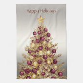 Gold Burgundy Arbre de Noël Vacances Serviette de  (Vertical)