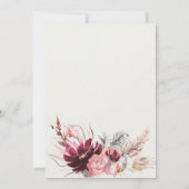 Gold Burgundy Blush Pampas Grass Wedding Kaart (Achterkant)