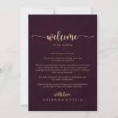Gold Burgundy Calligraphy Wedding Welcome Letter (Voorkant)