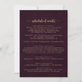 Gold Burgundy Calligraphy Wedding Welcome Letter (Achterkant)