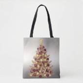Gold Burgundy Christmas Tree Sac fourre-tout de va (Devant)