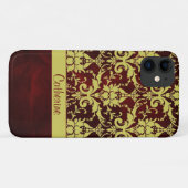 Gold Burgundy Damask - Gepersonaliseerd Case-Mate iPhone Case (Achterkant (horizontaal))