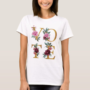 Gold Burgundy Floral Elegant Feminine gaat stemmen T-shirt