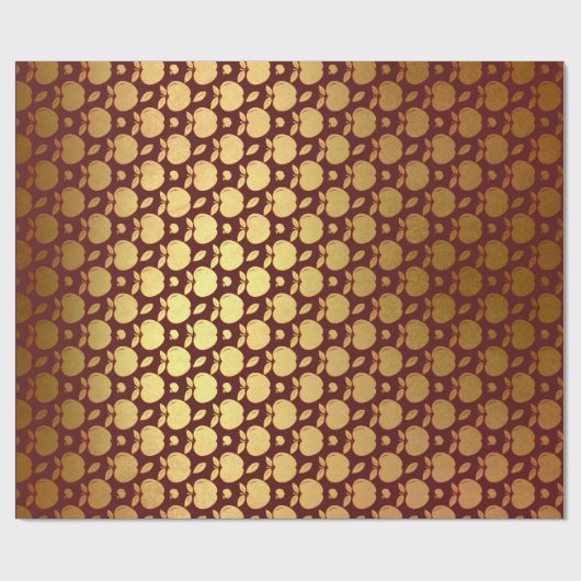 Gold Burgundy Red Wine Metallic Apple Bordeaux Cadeaupapier (Vlak)