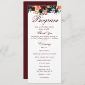 Gold Burgundy Vin Marine Programmes de mariage flo (Devant / Derrière)