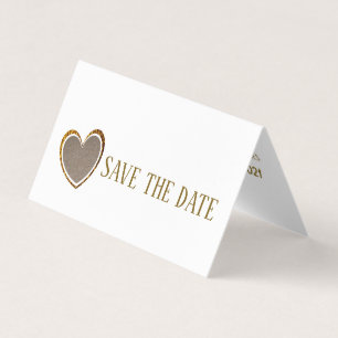 Gold Burlap Heart, foto slaat de datumkaart op Visitekaartjes