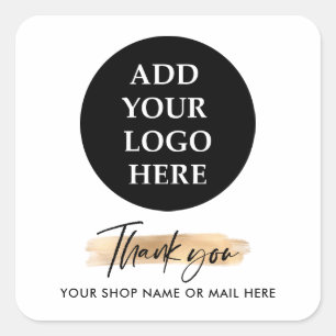 Gold Business DANK U MET DE HAND GELETTERD EN LOGO Vierkante Sticker