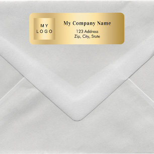 Gold business logo retouradres etiket