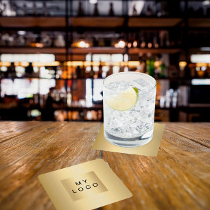 Gold Business-logo Vierkante Kartonnen Onderzetter