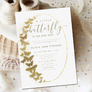 Gold Butterflies Elegant Boho Lijst Baby shower Kaart