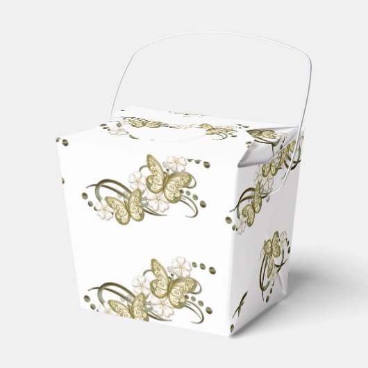 Gold Butterflies Floral Pattern Bedankdoosjes (Voorkant Zijde)