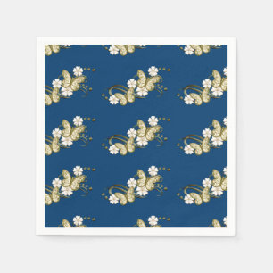 Gold Butterflies Floral Pattern Napkins Servet