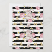 Gold Butterflies Floral Stripe Pattern Birthday Kaart (Achterkant)