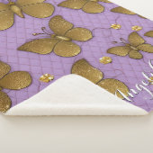 Gold Butterflies - Gepersonaliseerde naam Sherpa Deken (3/4)