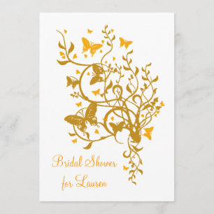 Gold Butterfly Bridal Shower Kaart