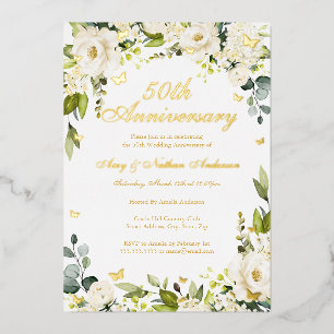 Gold Butterfly Champagne 50ste bruiloft Jubileum Folie Uitnodiging