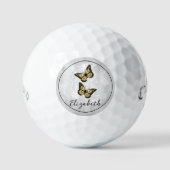 Gold Butterfly Floral Golf Balls Golfballen (Voorkant)